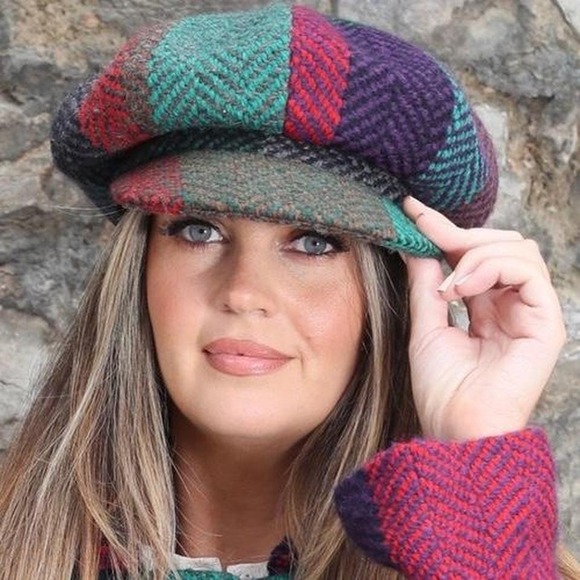 Branigan weavers ladies wool peaky blinders cap donegal Green OSFM - Picture 2 of 8
